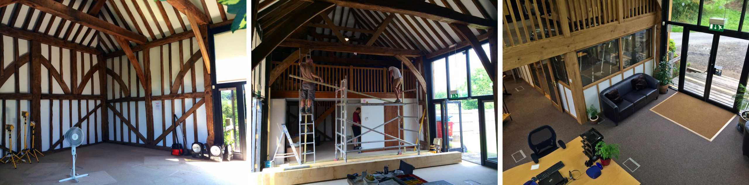 Collection of photos of our Sussex barn being converted into office space